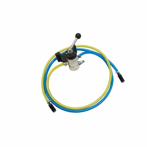 Schuiminjector RVS (2 producten) met aanzuigslangen geel/blauw